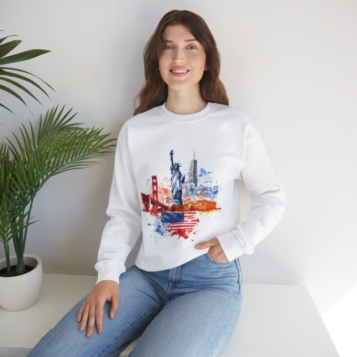 USA flag Art Unisex Heavy Blend™ Crewneck Sweatshirt - Image 11