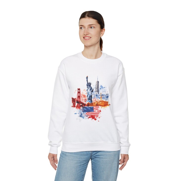 USA flag Art Unisex Heavy Blend™ Crewneck Sweatshirt - Image 8