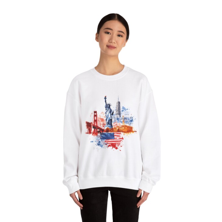 USA flag Art Unisex Heavy Blend™ Crewneck Sweatshirt - Image 4