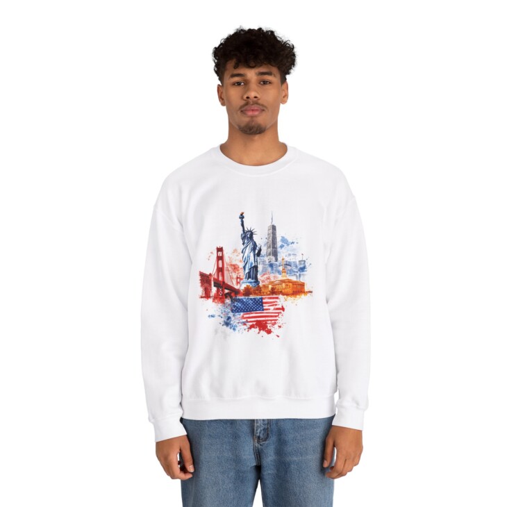 USA flag Art Unisex Heavy Blend™ Crewneck Sweatshirt - Image 5